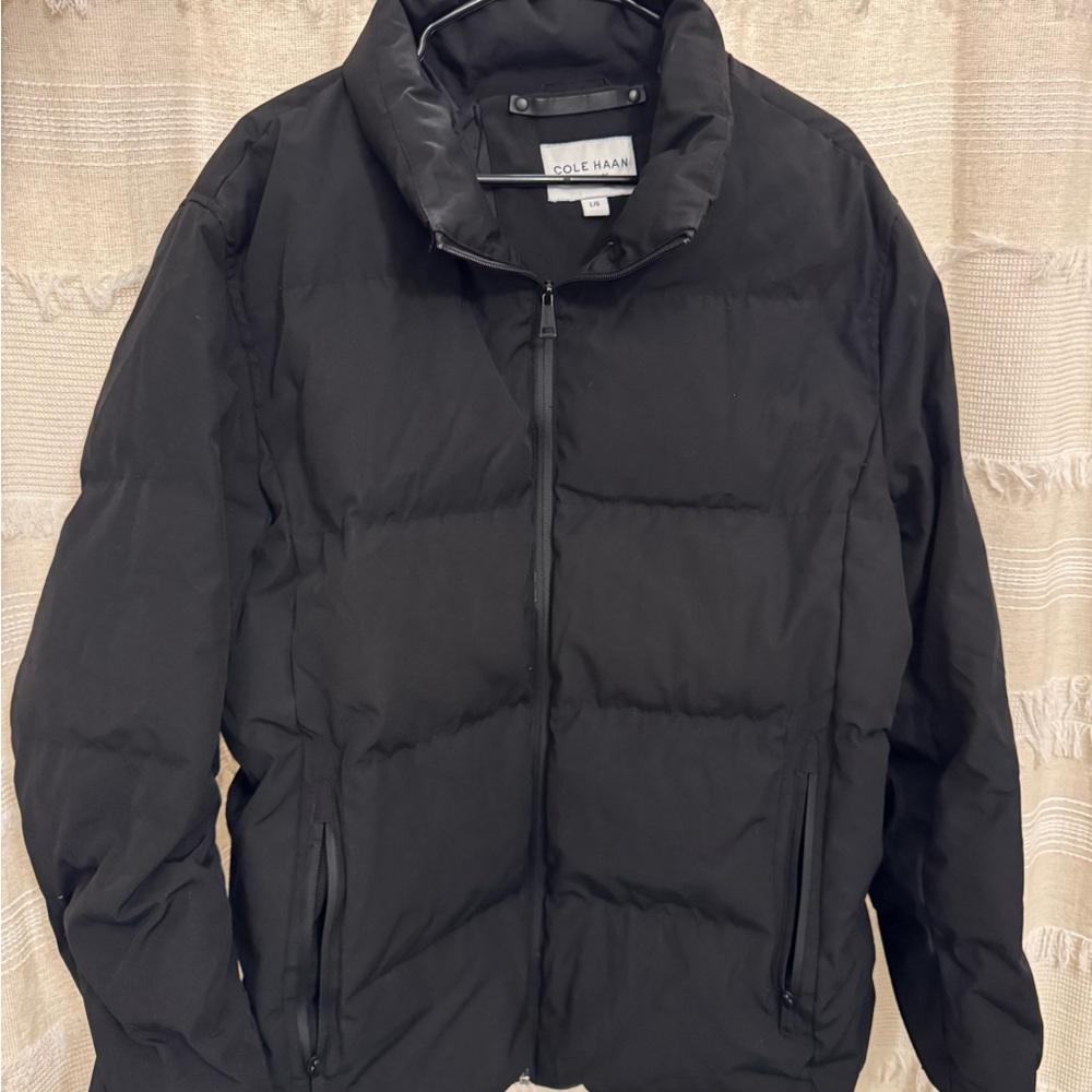 Cole Haan Black Puffer Jacket High Collar Quilted